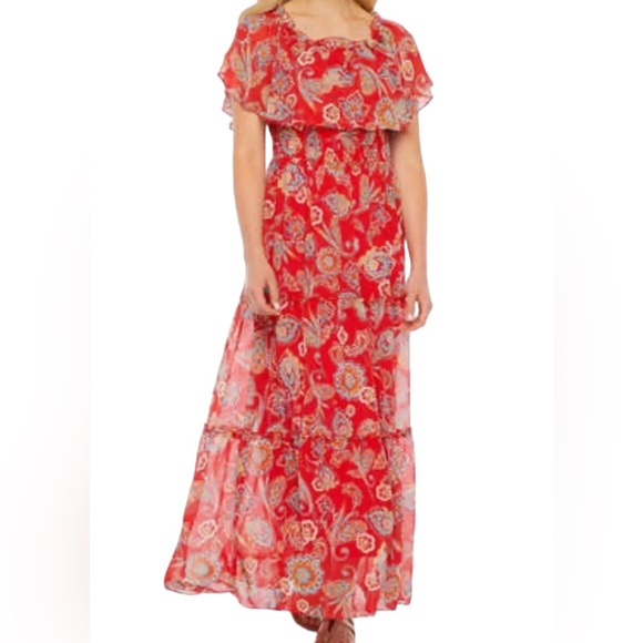 RabbitRabbitRabbit red sheer floral maxi dress 6 - Picture 6 of 12